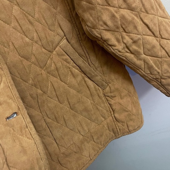 90s Vintage Bill Blass Quilted Tan Barn Jacket Casual Classic Fall Outdoor - Picture 8 of 12